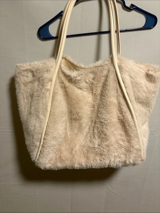 Victoria's Secret Cream Faux Fur Tote Bag