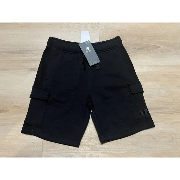New‎ Balance Boys Black Cargo Shorts M 10/12 Elastic Waist Joggers