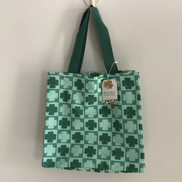 SHAMROCK Reusable Canvas Tote Shopping Bag St. Patrick’s Day Clover Shamrocks