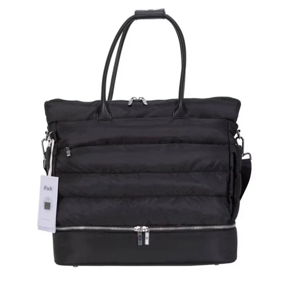 IPack Puffy Tote Built in Luggage Travel Sleeve Black NWT