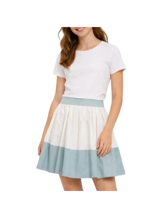 Athleta Girls White Green Seafoam Pleated Colorblock Skort Size XL/14