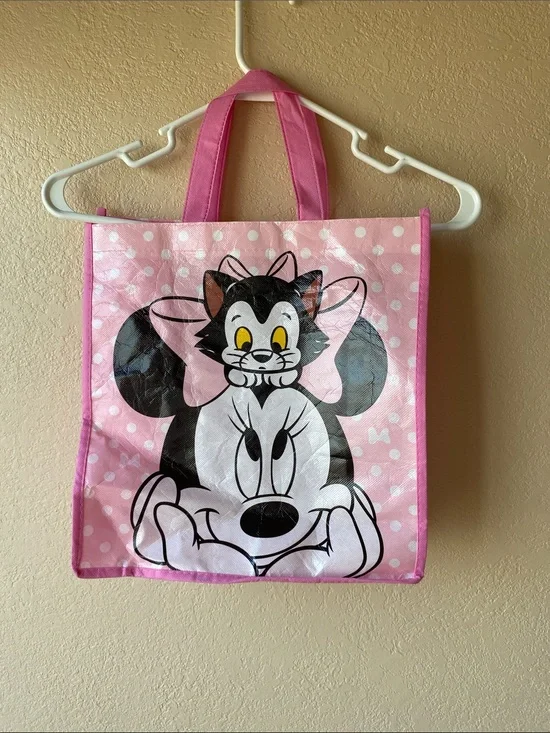 Disney Pink Minnie Mouse Tote with Black Character Print