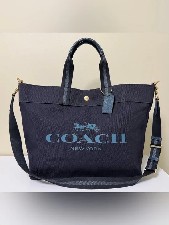 Coach Large 2 Way Canvas and Leather Tote Bag Style# F73195