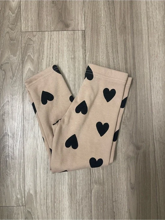 Carter's Beige Leggings with Black Heart Print