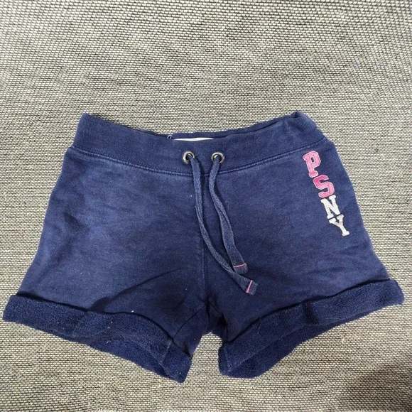 PS from Aeropostale Girls Navy Blue Fleece PSNY‎ Graphic Shorts Size 6