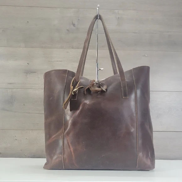 Large Baseballism Classic Brown Leather Tote Bag
