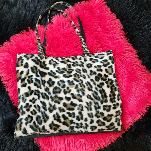 Y2K Faux Fur Animal Print Small Tote