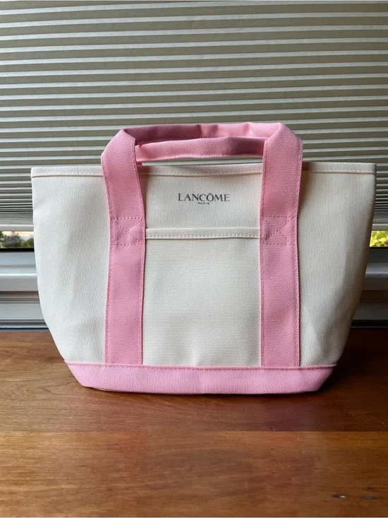 Lancôme Paris Pink and Cream Canvas Tote Bag