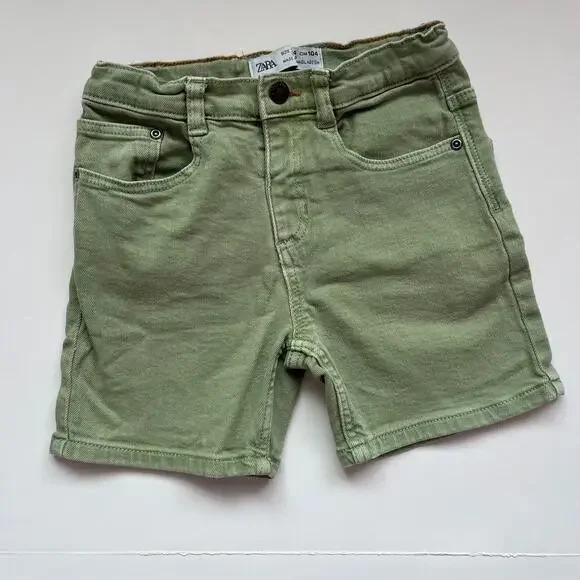 Zara Kids Green Denim Jean Shorts Size 3/4T VGUC