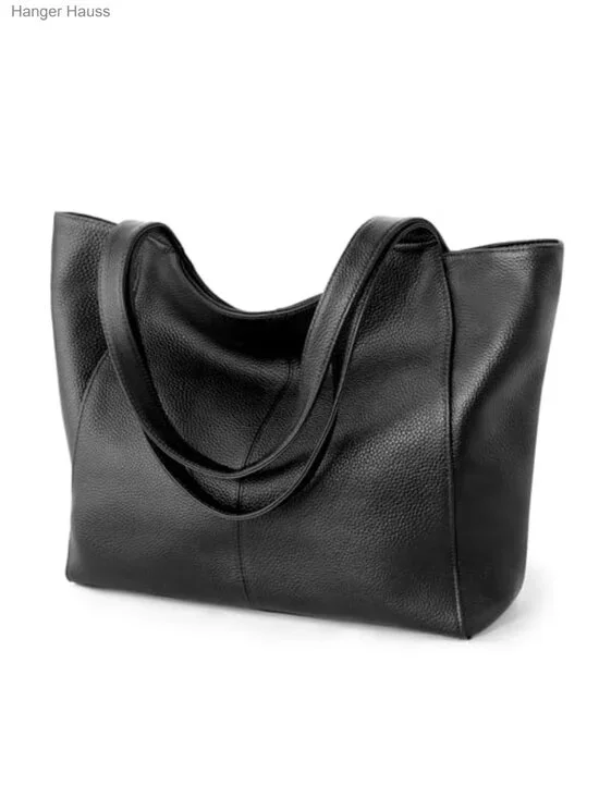 Genuine Leather Slouchy Tote Bag for Women Work Laptop Zipper Closure