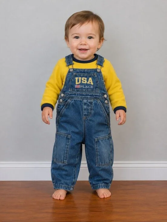 VINTAGE CHILDREN’S PLACE USA Fleece Lined Embroidered Overalls 12M