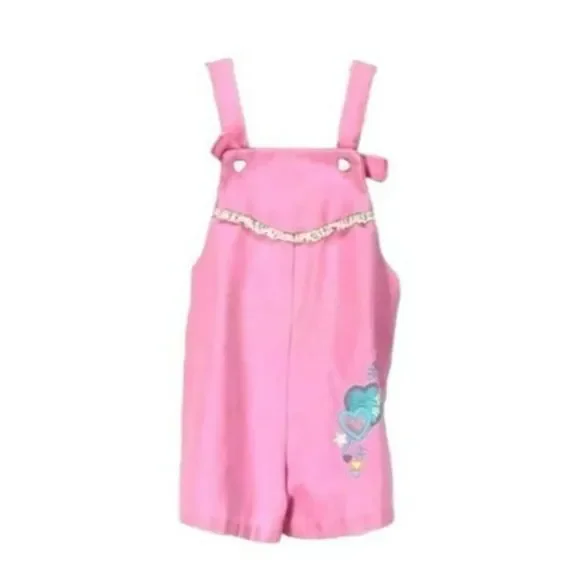 Vintage 90'S Skyline Pink Toddlers Embroidered Lace Overall‎ Shorts Size 3T