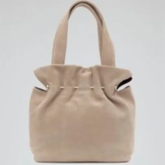 Reiss Cassius Suede and Metal Bar Tote – Natural (NWT)