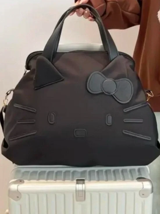 {NEW} Women's Fashion Black Kitty Travel Bag Black