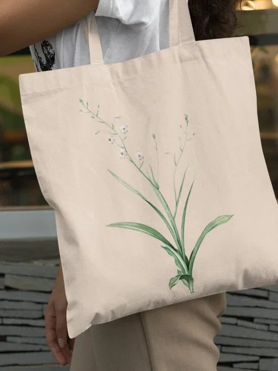 Peruvian Lily Vintage Floral Print Graphic Canvas Tote Bag