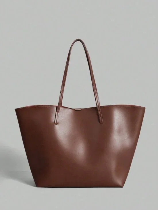 Chocolate Brown Tote Bag with Gold Hardware Accent
