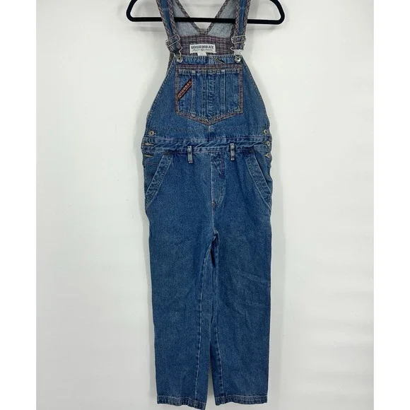 Vintage 90s Unionbay Kids L Denim Overalls Plaid Carpenter Grunge Boys Girls