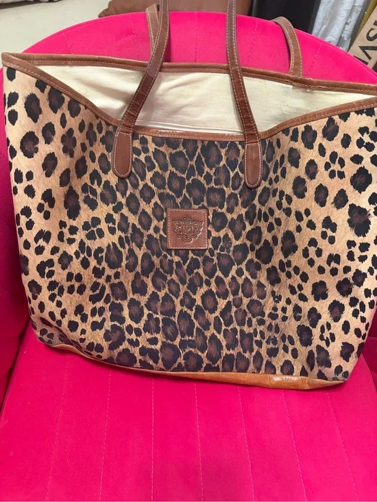 Barrington tote- Leopard Print Leather-Trim Tote Bag
