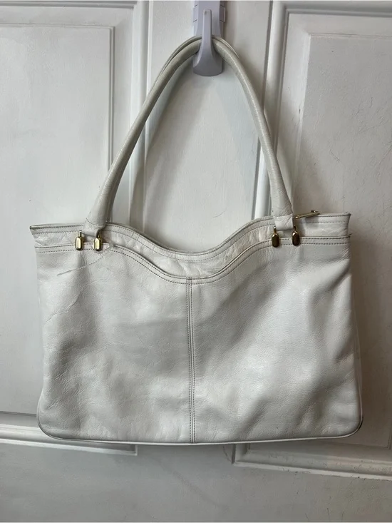 Vintage Palizzio New York White Leather Shoulder Tote Bag