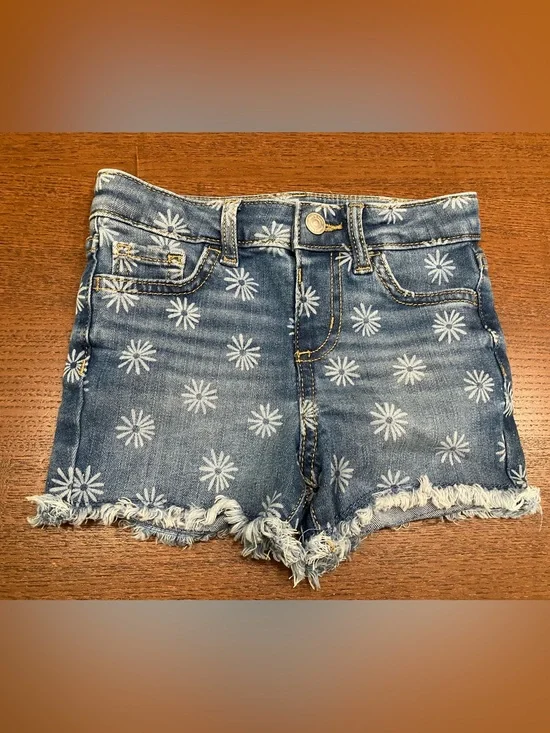 jumping beans Blue Daisy-Print Frayed-Hem Denim Shorts