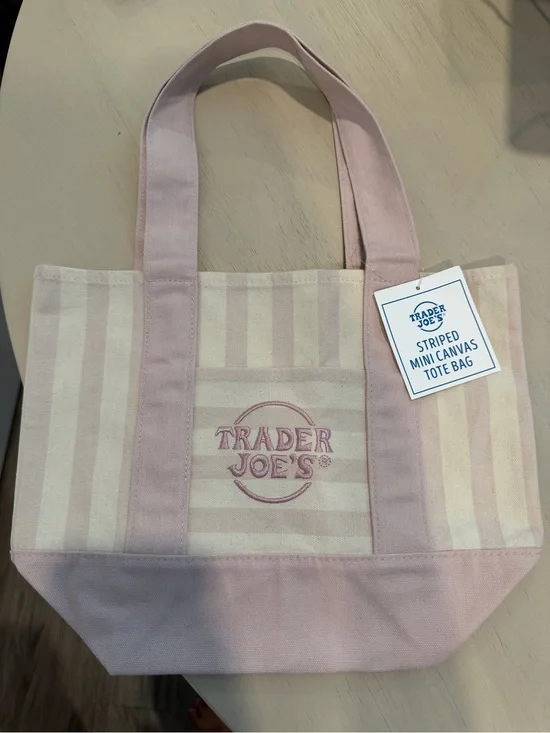 Trader’s Joe Pink Striped Canvas Tote Bag, Limited Release, Collector’s Item
