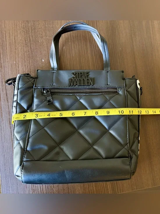 Steve Madden Black Quilted Tote with Front Zip