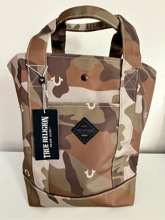 True Religion Dribble Camo Tote Bag. Y2K Utility Streetwear Granola Outdoor Gorp