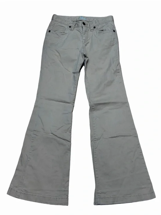Gap Kids Girls Khaki Beige Flare Pants Stretch 12 Slim Embroidered Waist Y2K
