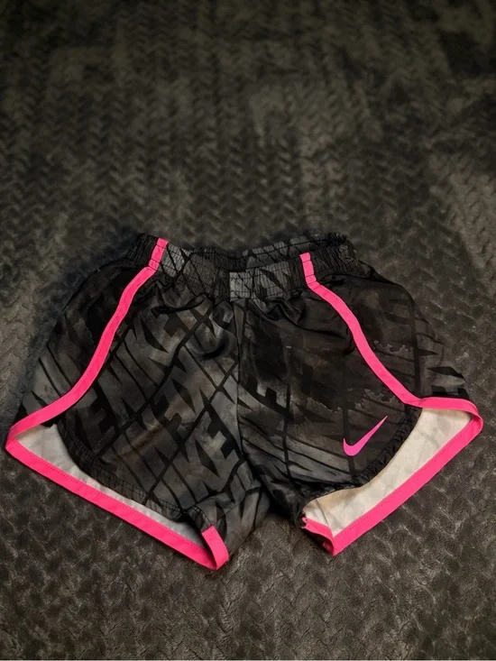 Nike Women's Black Athletic Shorts with Hot Pink Trim