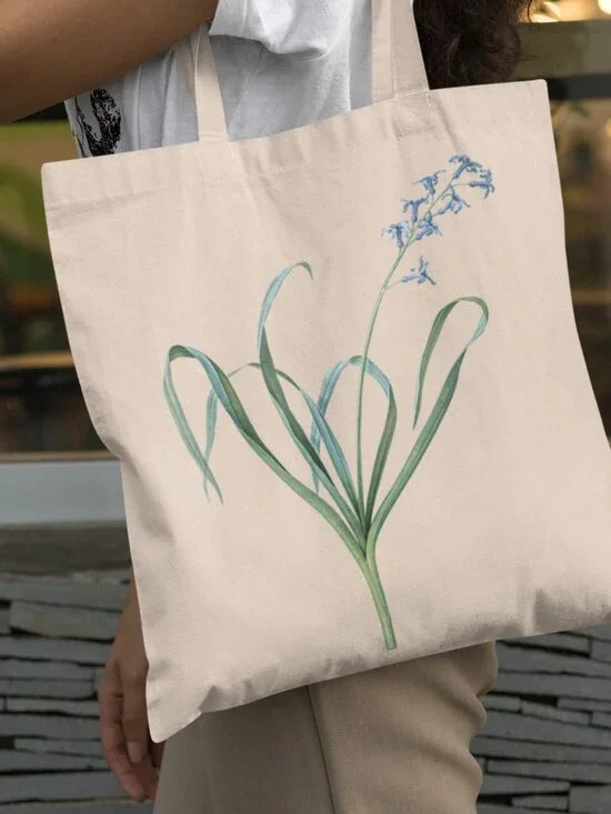 Garden Hyacinth Vintage Floral Print Graphic Canvas Tote Bag