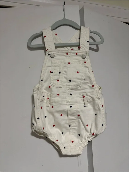 Old Navy bubble romper overalls 18-24 months White Star Print Cotton Overalls