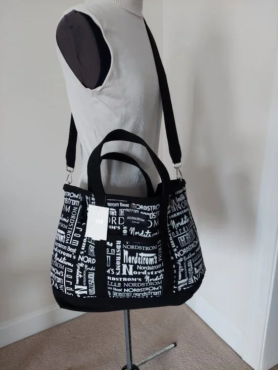 Nordstrom 125th Anniversary Logo Canvas Tote Bag with historical logo print