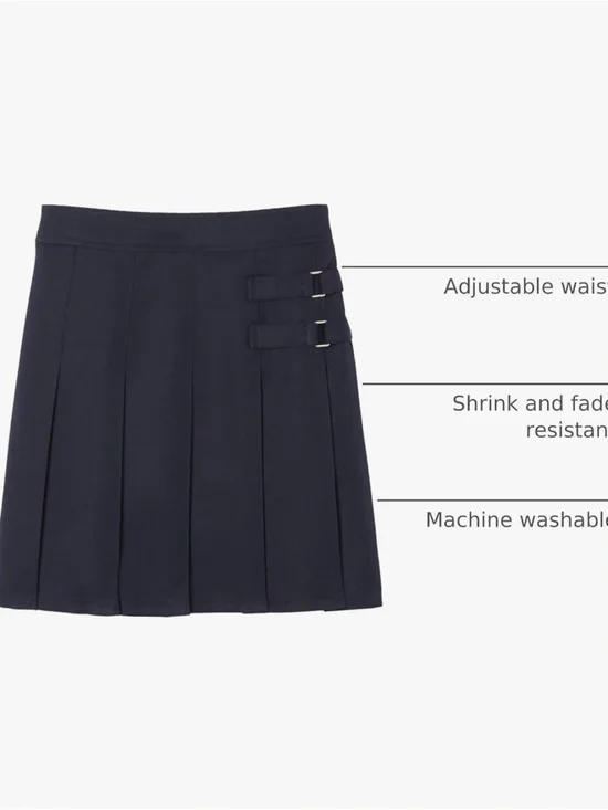 Pleated Adjustable-Waist Skirt - Navy