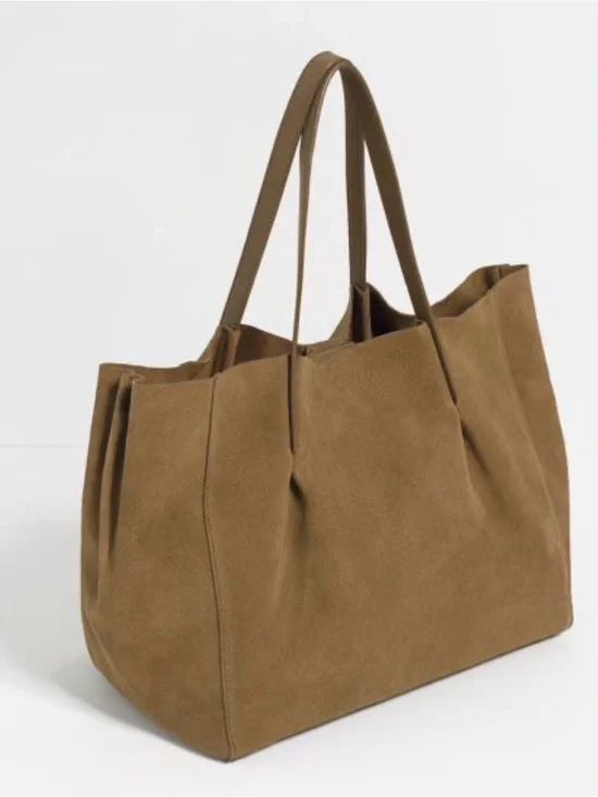 ZARA Suede Tote Bag in Brown