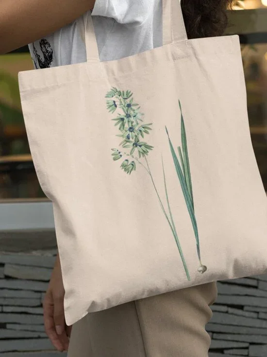 Turquoise Ixia Vintage Floral Print Graphic Canvas Tote Bag
