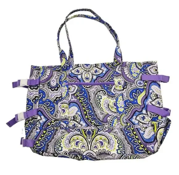 Laura Ashley Seaside Beach Tote Purple Green Paisley Bag Vacation Picnic