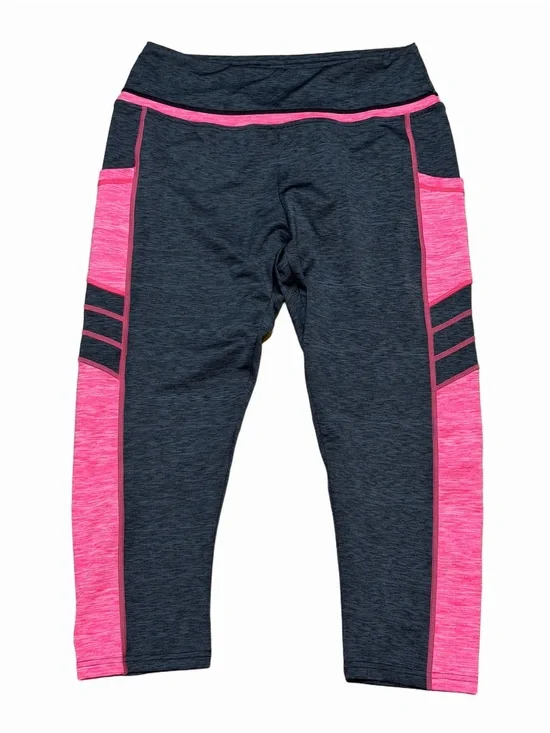Sugar Pocket Girls Heather Gray Hot Pink Colorblock Athletic Capris XL