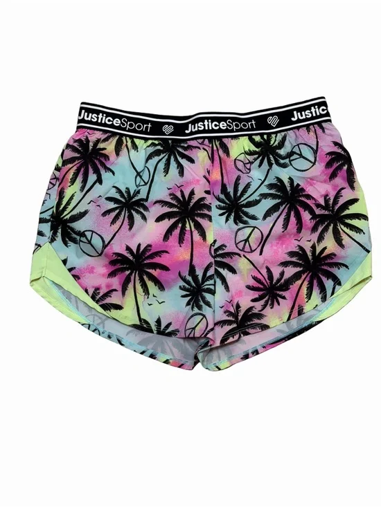 Justice Sport Girls Palm Tree Peace Sign Running Shorts XL Plus 16P/18P
