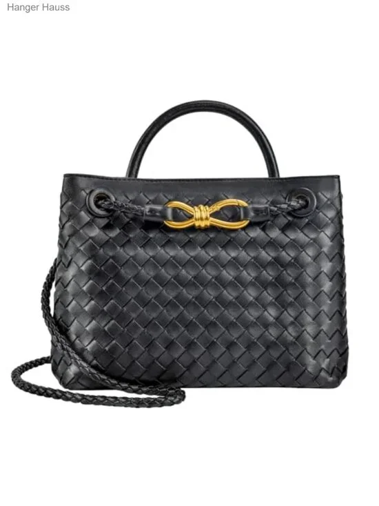 Woven Leather Shoulder Handbag Women Top Handle Tote Purse
