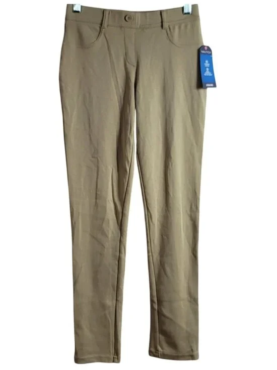 Nautica School Uniform Girls Jeggings Khaki SZ 14 Pants Flat Front Pockets NEW