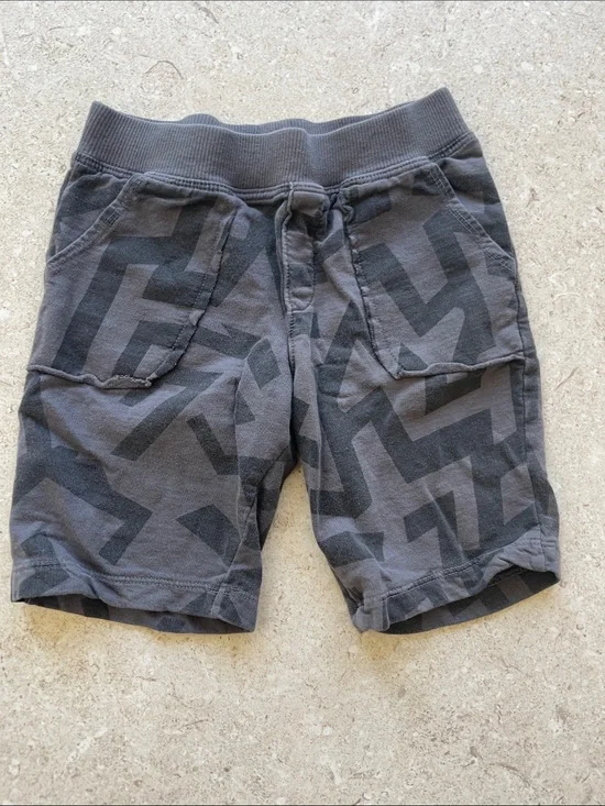 Kids' Charcoal Geometric Drawstring Shorts