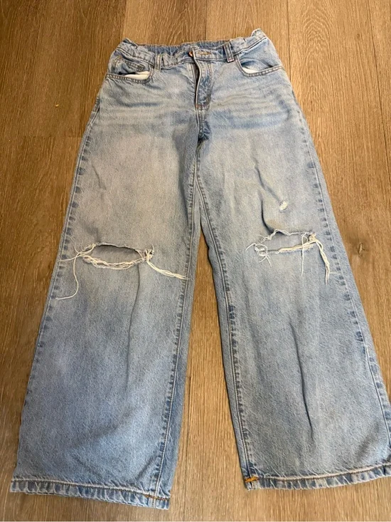 art class Light Wash Distressed Wide-Leg Jeans