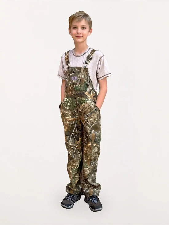 Round House Kids Mossy Oak Realtree Camo Overalls Green Brown Hunting Outdoor