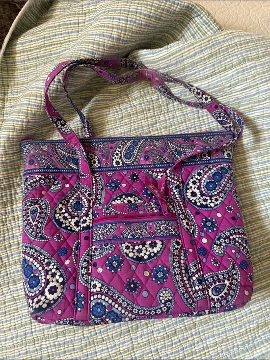 Vera Bradley Purple Paisley Quilted Tote