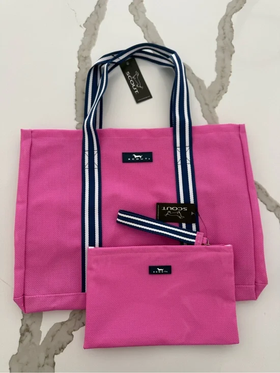 Scout Pink Roadtripper goat & Cabana wristlet
