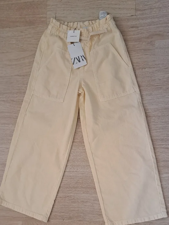 ZARA Cream Wide-Leg Drawstring Pants