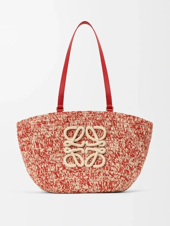 NWT AUTHENTIC Medium Eclipse basket in raffia and calfskin