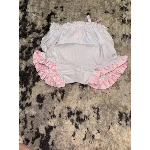 MUD PIE Cupcake White Pink Cotton Bloomers Ruffles Sz 12-18 Months Birthday