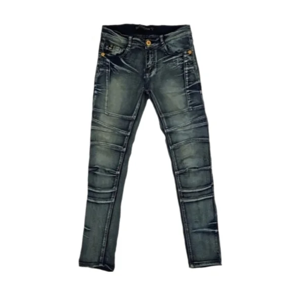Demolition Distressed Denim Boys Blue Jeans, Skinny Leg, Size 14