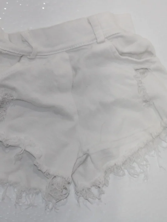 Girls' White Distressed Denim Shorts - Unbranded